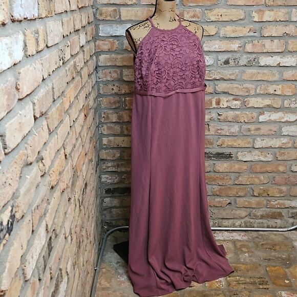 David's Bridal Mauve halter style maxi gown size 24 - Picture 4 of 14